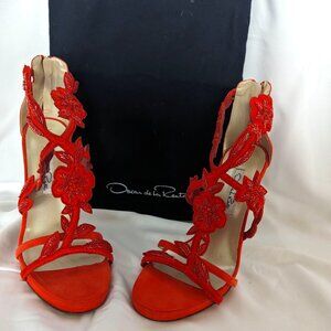 OSCAR DE LA RENTA - SUEDE RED - SIZE 7